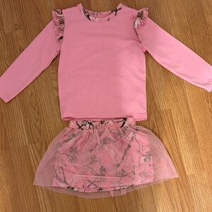 Girls Pink Ruffle Sleeve Top and Tulle Skirt Set Size 3T Bass Pro Shops Camo
